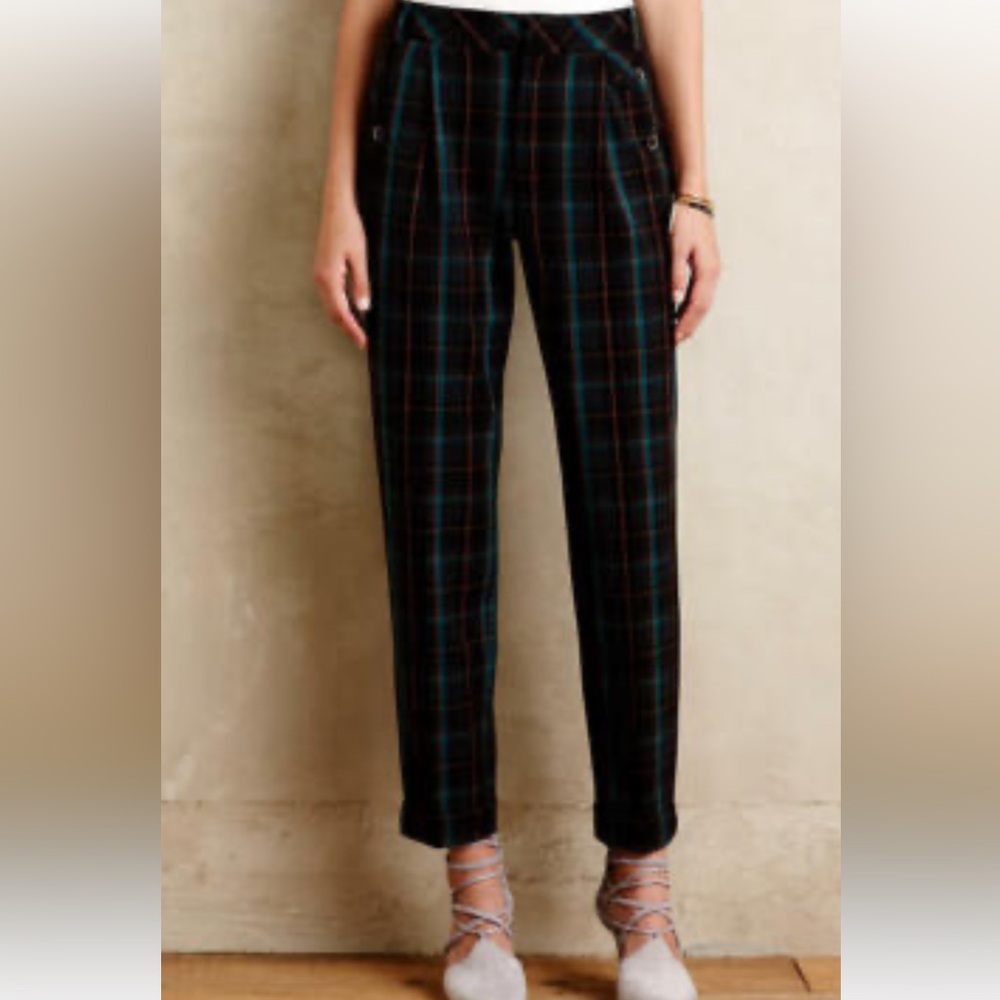 Cartonnier black Plaid Straight Leg trouser’s size 4 woman’s